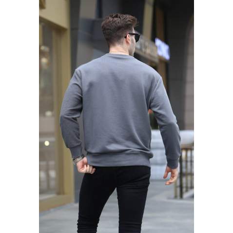 Smoke Gray Basic Sweatshirt 6010 - Füme