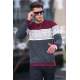 Navy Blue Designed Knitwear Sweater 5966 - Bordo