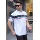 Striped White Polo T-Shirt 5877 - Beyaz