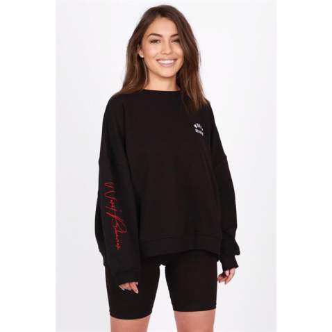 Mad Girls Printed Black Sweatshirt MG1180 - Siyah