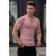 Madmext Pink Basic Button-Up T-shirt for Men 4078 - Pudra