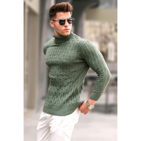 Light Khaki Knitwear Sweater 5759 - Açık haki