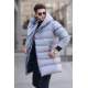 Stone Gray Hoodie Long Puffer Jacket 5743 - Taş rengi