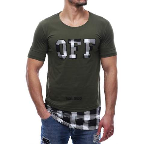 Madmext Printed Khaki T-Shirt 2576 - Haki