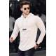 Madmext White Pocket Detailed Hooded Sweatshirt 4693 - Beyaz