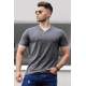 Madmext Men V Neck Plain Black T-shirt 5278 - Siyah