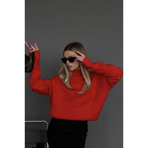 Mad Girls Turtleneck Red Sweater MG1252 - Kırmızı