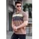 Men Striped Brown Polo T-Shirt 5864 - Kahverengi