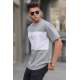 Men Embroided Dye Gray Over Fit T-Shirt 5886 - Boyalı gri