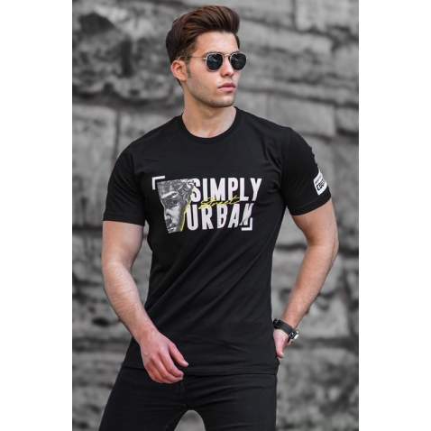 Madmext Men Printed Black T-shirt 5252 - Siyah