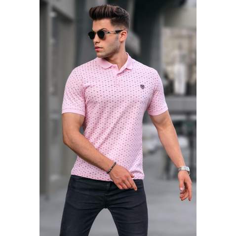 Men Designed Pink Polo T-Shirt 5889 - Pembe