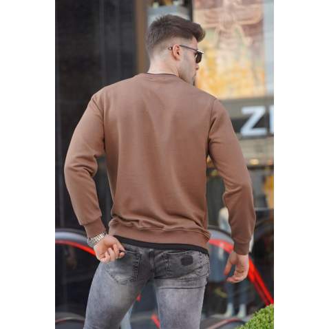 Brown Basic Sweatshirt 5894 - Kahverengi