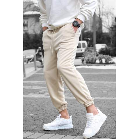 Men Beige Basic Jogger Trousers - Bej