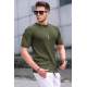 Madmext Men White T-shirt 5685 - Haki