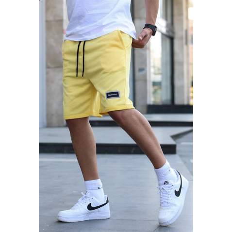 Men Basic Yellow Capri Shorts - Sarı