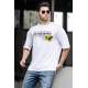 Madmext White Printed T-shirt for Men 4972 - Beyaz