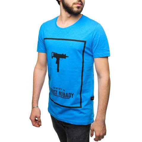 Madmext Printed Blue T-Shirt 2533 - Mavi