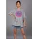 Mad Girls Printed Gray T-shirt Mg1149 - Gri