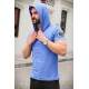 Madmext Blue Rapped T-shirt with Hood for Men 3069 - Sax mavi