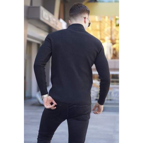 Anthracite Mock Turtleneck Knitwear Sweater 5969 - Antrasit