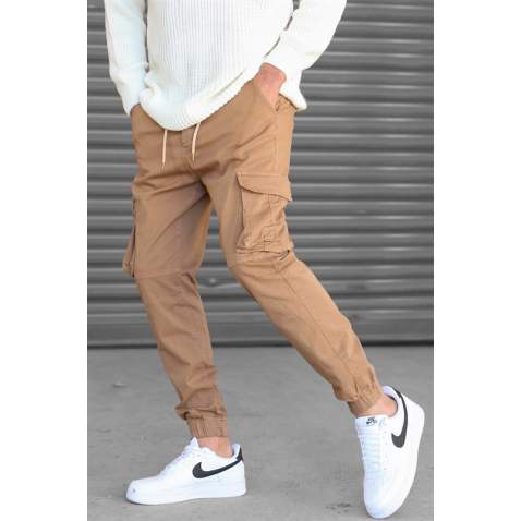 Madmext Men Slim Fit Camel Cargo Trousers 5695 - Camel