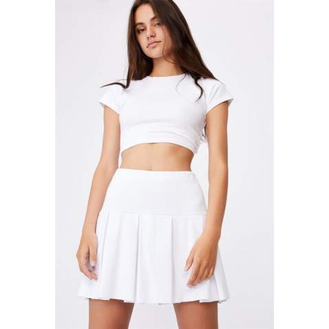 Women White Pleated Basic Mini Tennis Skirt - Beyaz