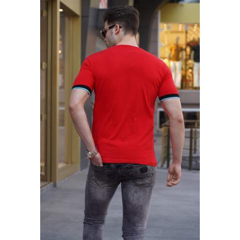 Madmext Red Printed T-shirt for Men 4593 - Kırmızı