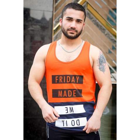 Madmext Orange Printed T-shirt for Men 3034 - Turuncu