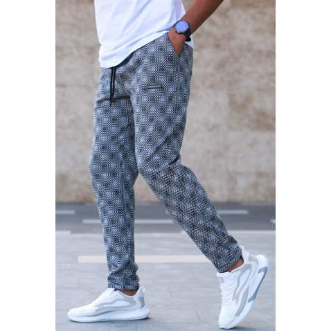 Madmext Men Plaid White Sweatpants 5426 - Beyaz