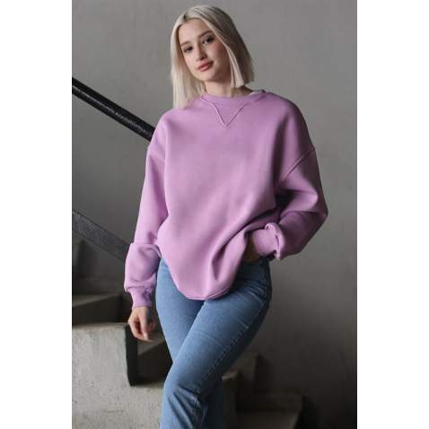 Lila Kaşkorse Detaylı Bisiklet Yaka Sweatshirt MG1567 - Lila