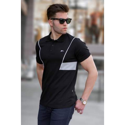 Madmext Men Striped Black Polo T-shirt 5243 - Siyah