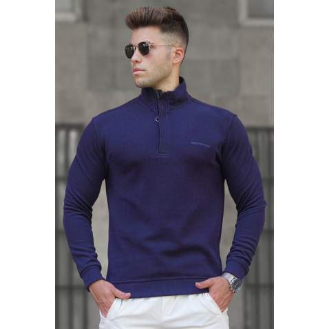 Madmext Men Navy Blue Sweatshirt 5155 - Lacivert