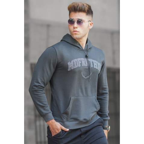 Madmext Men Smoke Gray Hoodie Sweatshirt 5289 - Füme