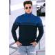 Madmext Men Dual Tone Turtleneck Saxe Jumper 4675 - Saks