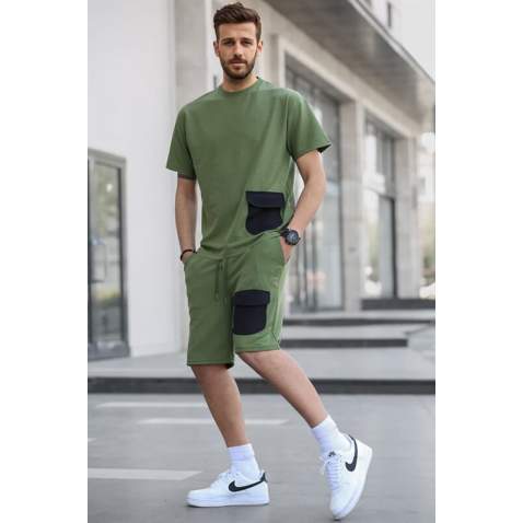 Men Khaki Green Shorts Set 5901 - Haki yeşili