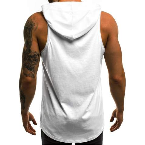 Madmext Men White Hoodie Vest 2649 - Beyaz