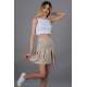 Women Striped Beige Pleated Mini Skirt MG1451 - Bej