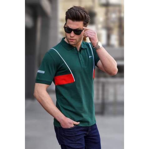 Madmext Men Striped Green Polo T-shirt 5243 - Yeşil