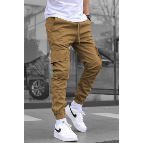 Men Stone Brown Cargo Trousers 5647 - Taş rengi