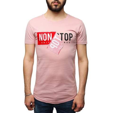 Madmext Printed Pink T-Shirt 2324 - Pembe