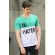 Madmext Green Two-Tone Printed T-shirt for Men 3089 - Yeşil