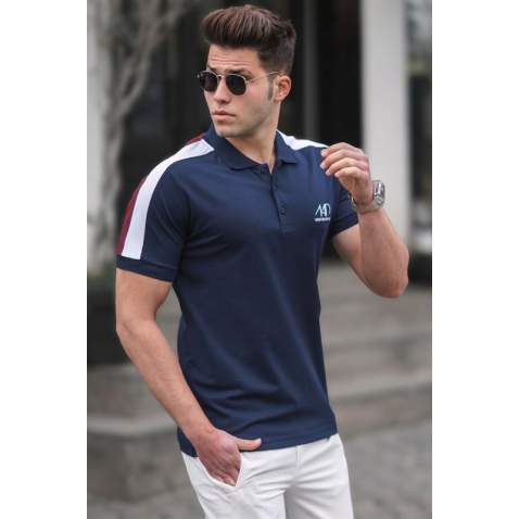 Madmext Men Navy Blue Polo T-shirt 5215 - Lacivert