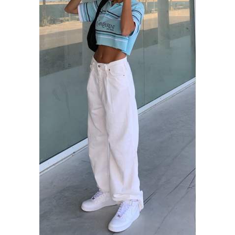 Mad Girls White Palazzo Jeans MG1405 - Beyaz