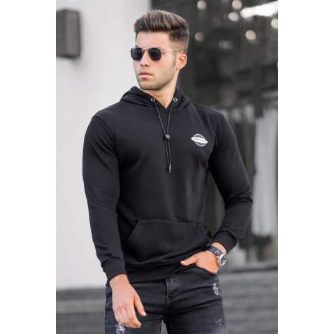 Madmext Men Printed Black Sweatshirt 5297 - Siyah