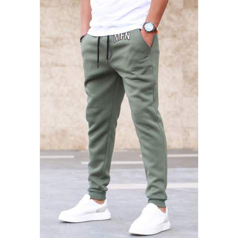 Madmext 3-Thread Fleece Khaki Sweatpants For Men 5427 - Haki