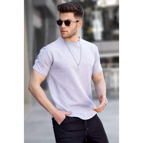 Men Gray Basic T-Shirt 5883 - Gri