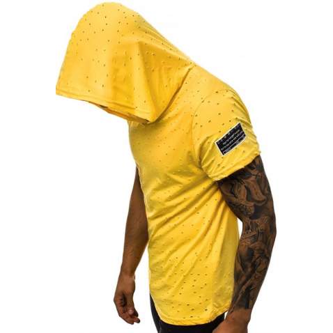 Madmext Yellow Rapped T-shirt with Hood for Men 3069 - Sarı