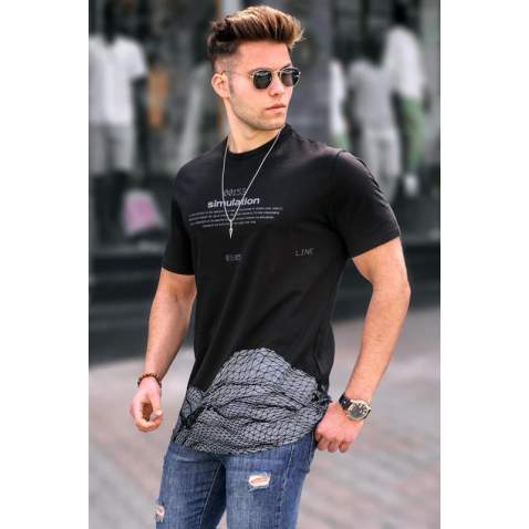 Madmext Men Printed Black T-shirt 5810 - Siyah