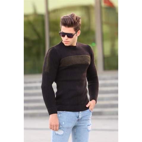 Madmext Black Crewneck Jumper 4361 - Siyah