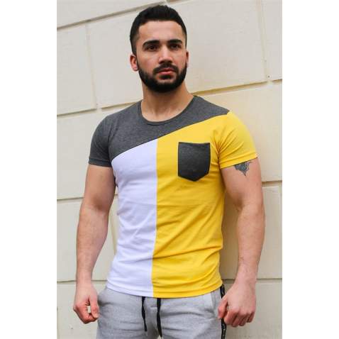 Madmext Yellow T-shirt with Pocket for Men 3015 - Sarı